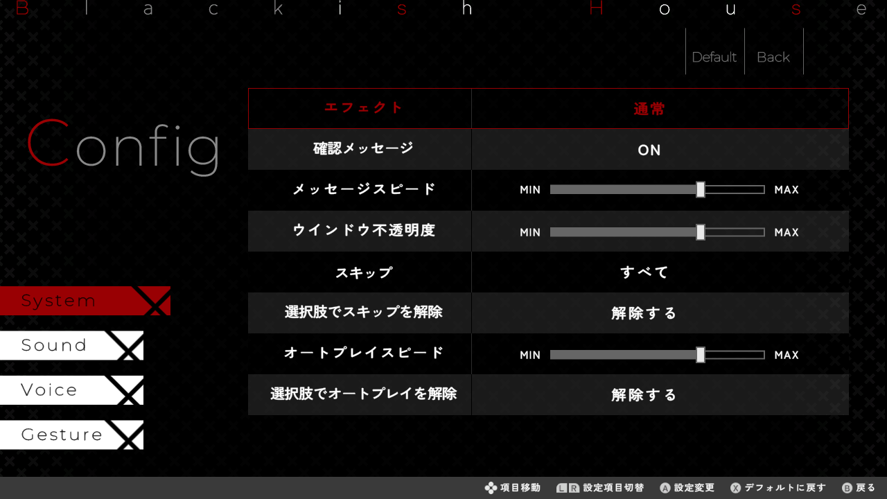 コンフィグ画面