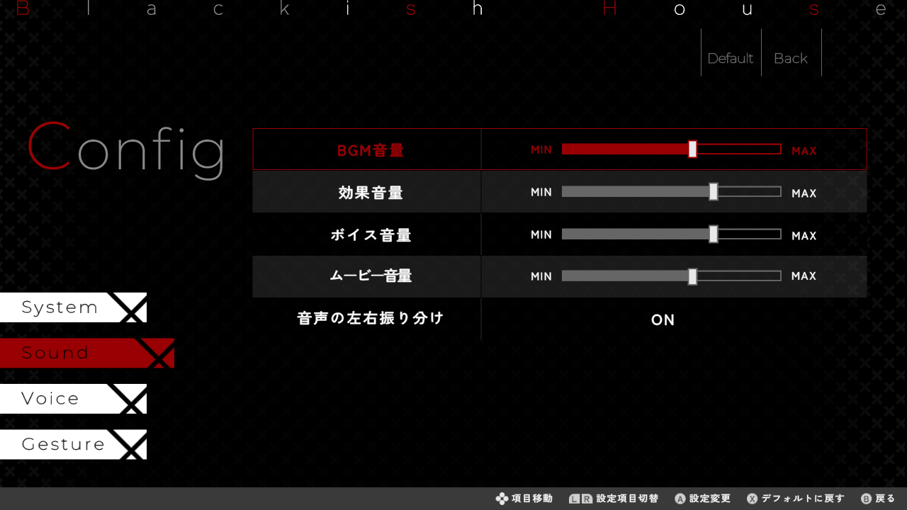 コンフィグ画面