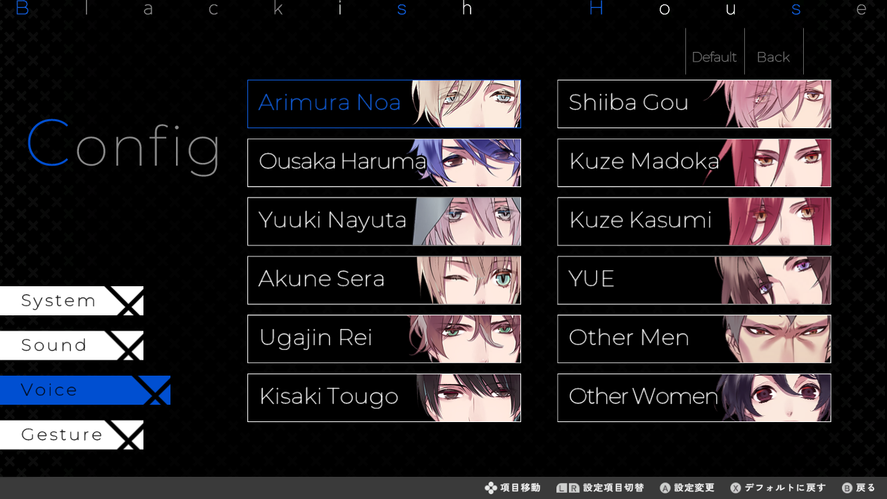 コンフィグ画面